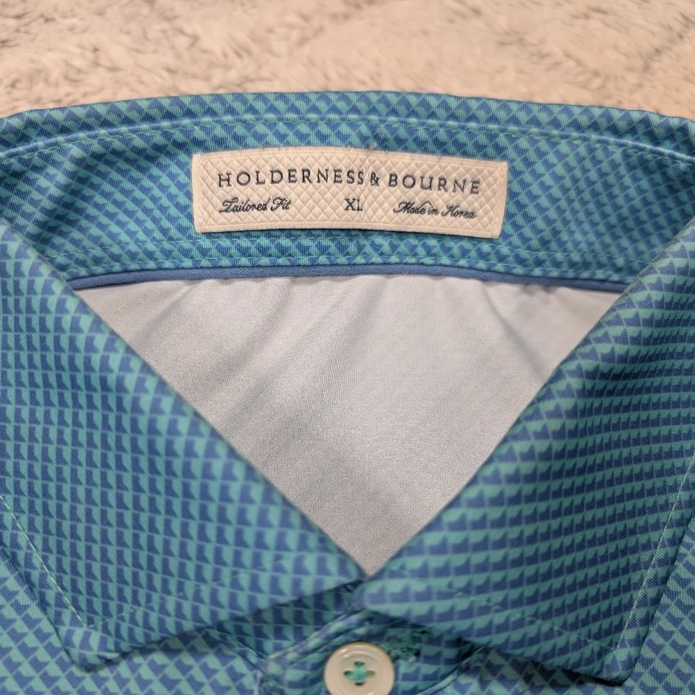 Holderness & Bourne Shirt Mens XL Blue The Byrd Polo Seahorse Sankaty Golf